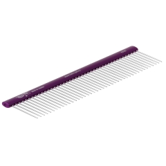Расческа алюм. 19,2 см с овальной фиолетовой ручкой, зуб 3,4 см
