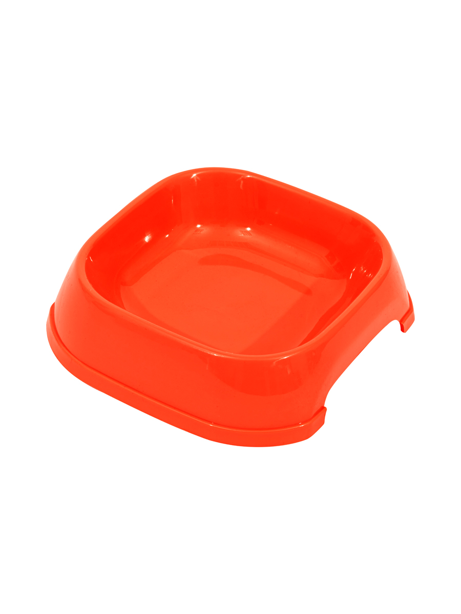 Миска для животных  квадратная XS, пластиковая, 13*12*3,5 см, 0,2 л (КРАСНАЯ)