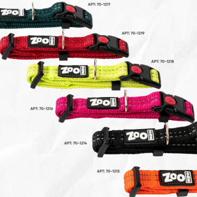 Ошейник нейлон, светоотражающий ZooOne, 20 мм*30-42 см (ЧЁРНЫЙ)