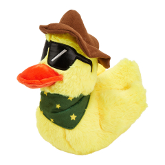 Игрушка для собак мягкая с шуршалкой и пищалкой Утенок-ковбой 25 см FOFOS Cowboy Duck