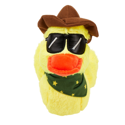 Игрушка для собак мягкая с шуршалкой и пищалкой Утенок-ковбой 25 см FOFOS Cowboy Duck