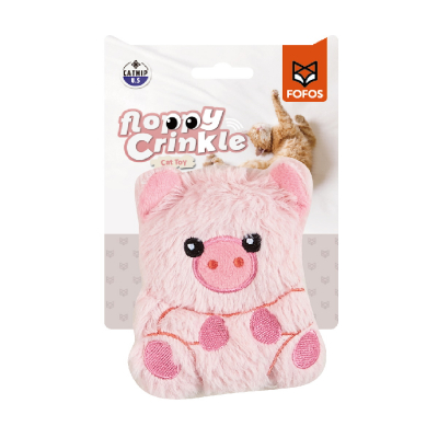 Игрушка для кошек мягкая с шуршалкой и кошачьей мятой "Крошка Хрю" FOFOS Floppy Crinkle